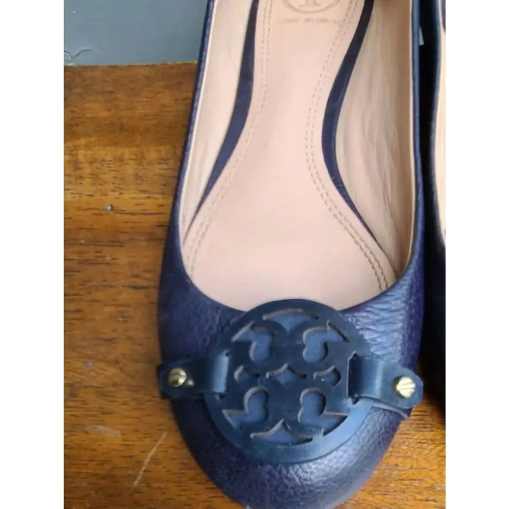 Tory Burch Navy Leather Mini Miller Flats size 7M